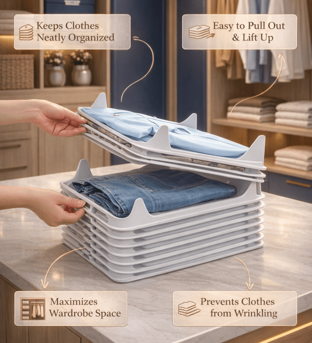 StackSmart organizer with neatly folded clothes