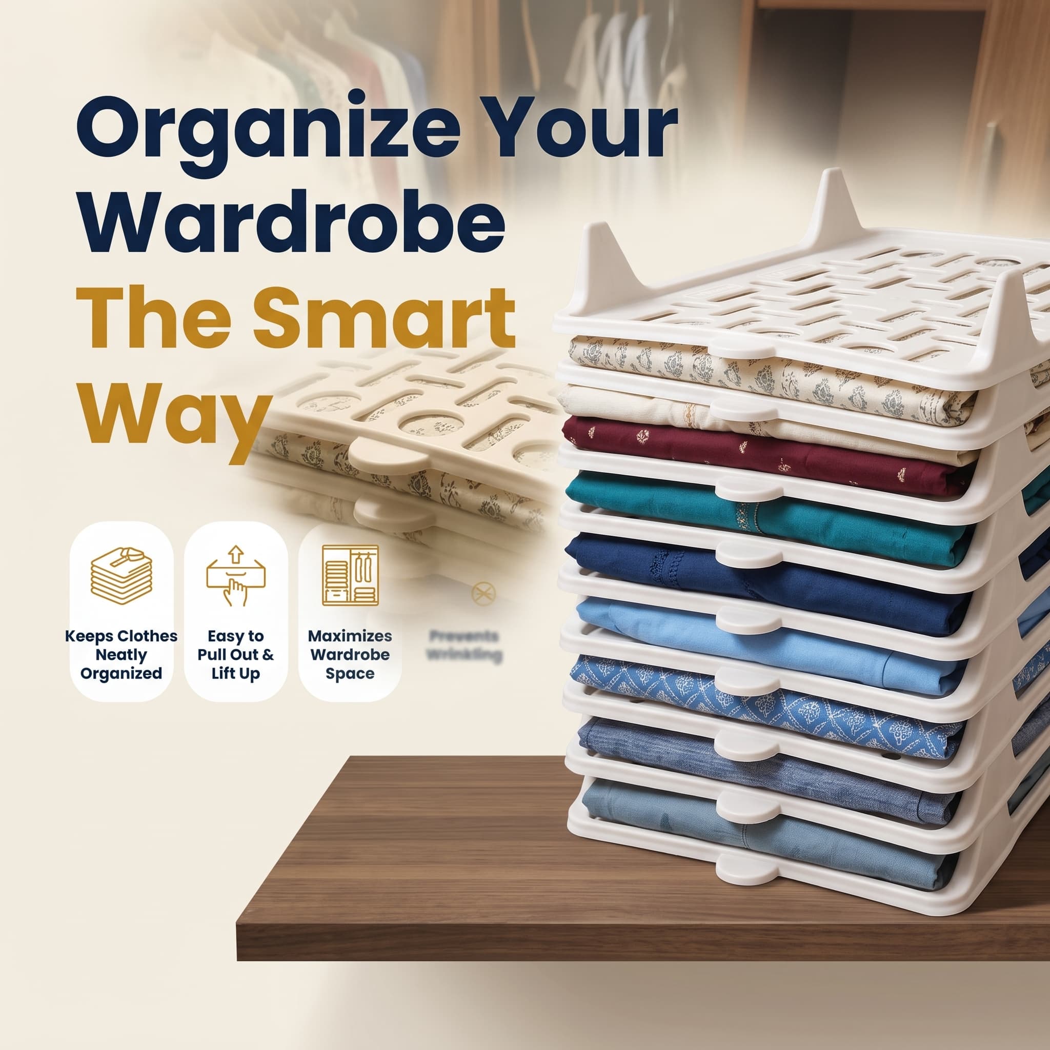 StackSmart organizer before and after comparison